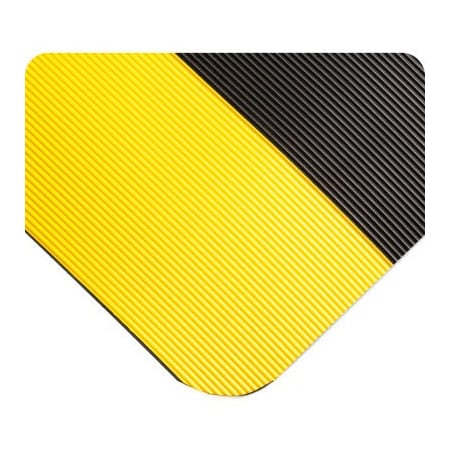 Tennesee Mat Co Wearwell Corrugated Switchboard Matting 5/8in Thick 3' x 5' Black/Yellow Border 720.58x3X5BYL